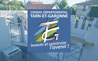 Il y a le logo du conseil départemental de Tarn-et-garonne qui annonce de nouveaux travaux pour les collèges