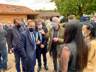 arrivée secrétaire d'Etat vazerac Christian Astruc et le secrétaire d'Etat de Vezerac