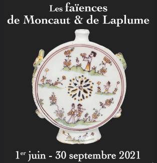La faïaences Belleperche Il s'agit d'une gourde en faïence de Moncaut avec un décor de serpents en relief dont le corps sert de passant pour une attache. le corps est ajouré, elle est ornée de fleurs et de personnages divers caractéristiques de la production de la faïencerie du Perrot. Elle date du XVIIIème siècle.