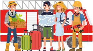 Illustration Illustration d'une famille et d'un primeur