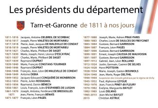 Affiche des anciens présidents du département du Tarn-et-Garonne de 1811 à Maintenant 