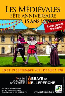 affiche médiévales 2021 On peut voir une illutration d'affiche de médiévales de 2021 à l'Abbaye de Belleperche