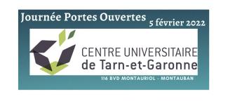 Visuel journées portes ouvertes 2022 avec le logo du Centre Universitaire du Tarn-et-Garonne