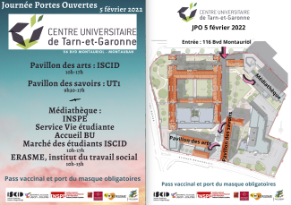 Photo du plan détaillé des écoles présentes lors de la JPO du Centre Universitaire et du bâtiment 