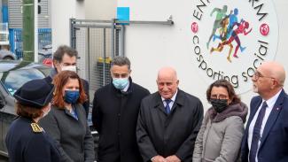 De gauche à droite : Madame la Préfète, Roxana Maracineanu, François Bonhomme, Pierre-Antoine Lévi, Michel Weill, Clarisse Heulland et Patrice Garrigues