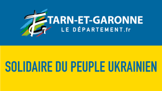 Banderole de soutien à l'Ukraine Banderole aux couleurs du drapeau de l'Ukraine avec marquer " Solidaire du peuple ukrainien"