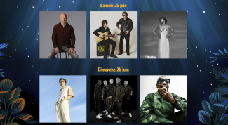 Collage de plusieurs photos de chanteurs/groupes présents à Montauban-en-scènes lors de la soirée du samedi et dimanche édition 2022 