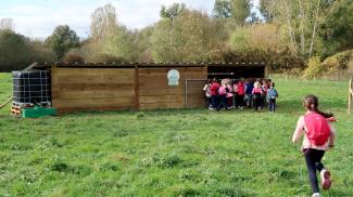Visite de l'éco-pâturage par de jeunes enfants 