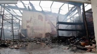 Incendie aux locaux de l’association IDDEES et des Restos du Cœur à Caussade	 Photo de l'intérieur du bâtiment tout carbonisé