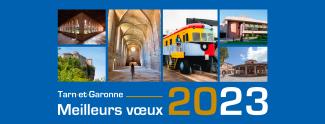 Visuel des Vœux 2023 Visuel des Vœux 2023 avec plusieurs photos des lieux emblématiques du 82