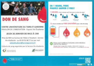 Affiche du Don du sang Affiche du Don du sang au C.U avec le déroulement d'un don du sang