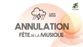 Affiche de la Fête de la musique ANNULÉE ! Affiche de la Fête de la musique ANNULÉE avec le logo d'un orage