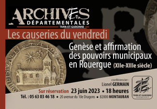 Affiche des Causerie du vendredi 23 juin 2023 Affiche des Causerie du vendredi 23 juin 2023 avec un médaillon ancien en terre