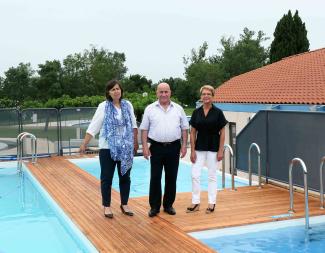 Visite de la Base de Loisirs du Tarn et de la Garonne Michel Weill, Dominique Sardeing et Christiane Le Corre à la base de loisirs du 82