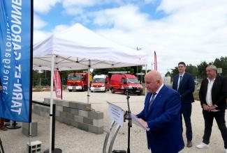 Pose de la première pierre de la future caserne à Caussade Michel Weill à Caussade pour la pose de la première pierre de la future caserne