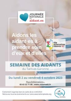 Affiche et programme de la semaine des aidants 2023 Affiche et programme de la semaine des aidants 2023 avec plusieurs logos et descriptifs de la semaine