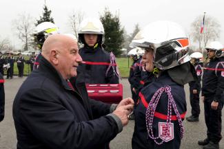 La Sainte-Barbe marque la transition au CSP de Castelsarrasin-Moissac Michel Weill au Centre de d'Incendie et de Secours de Castelsarrasin - Moissac, lors de la Sainte-Barbe