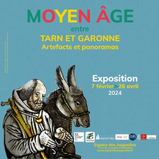 Affiche "Moyen-Âge entre Tarn & Garonne" Affiche "Moyen-Âge entre Tarn & Garonne" avec le dessin d'une âne et d'un religieux