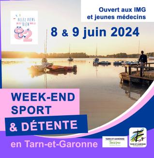 Affiche du programme du week-end sport et détente avec la photo d'un étang 