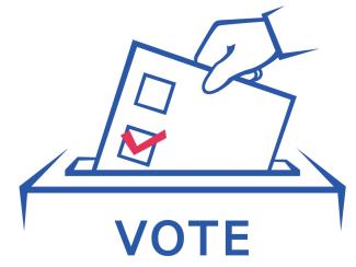 Icône de bulletin de vote Illustration d'un bulletin de vote glissé dans une urne