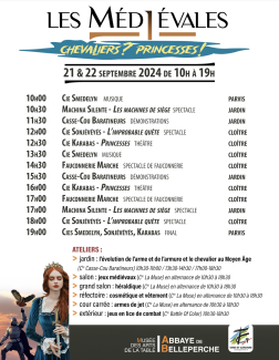 Médiévales 2024 programme des Médiévales 2024 avec un dessin de femme