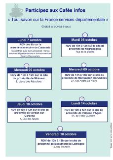 Recto du flyer des journées porte ouverte de la France services départementale de Tarn-et-Garonne du 7 au 19 octobre 2024 Recto du flyer des journées porte ouverte de la France services départementale de Tarn-et-Garonne du 7 au 19 octobre 2024