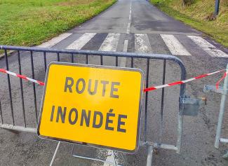 panneau route inondée